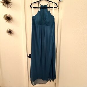 Azazie Teal Halter Maxi Dress